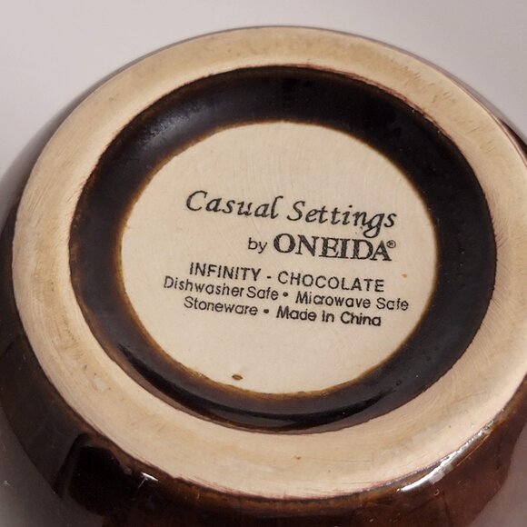 Oneida Infinity Chocolate Coffee Mug Tea Mug Set 2 Brown Glazed Beehive Pattern - Picture 8 of 8